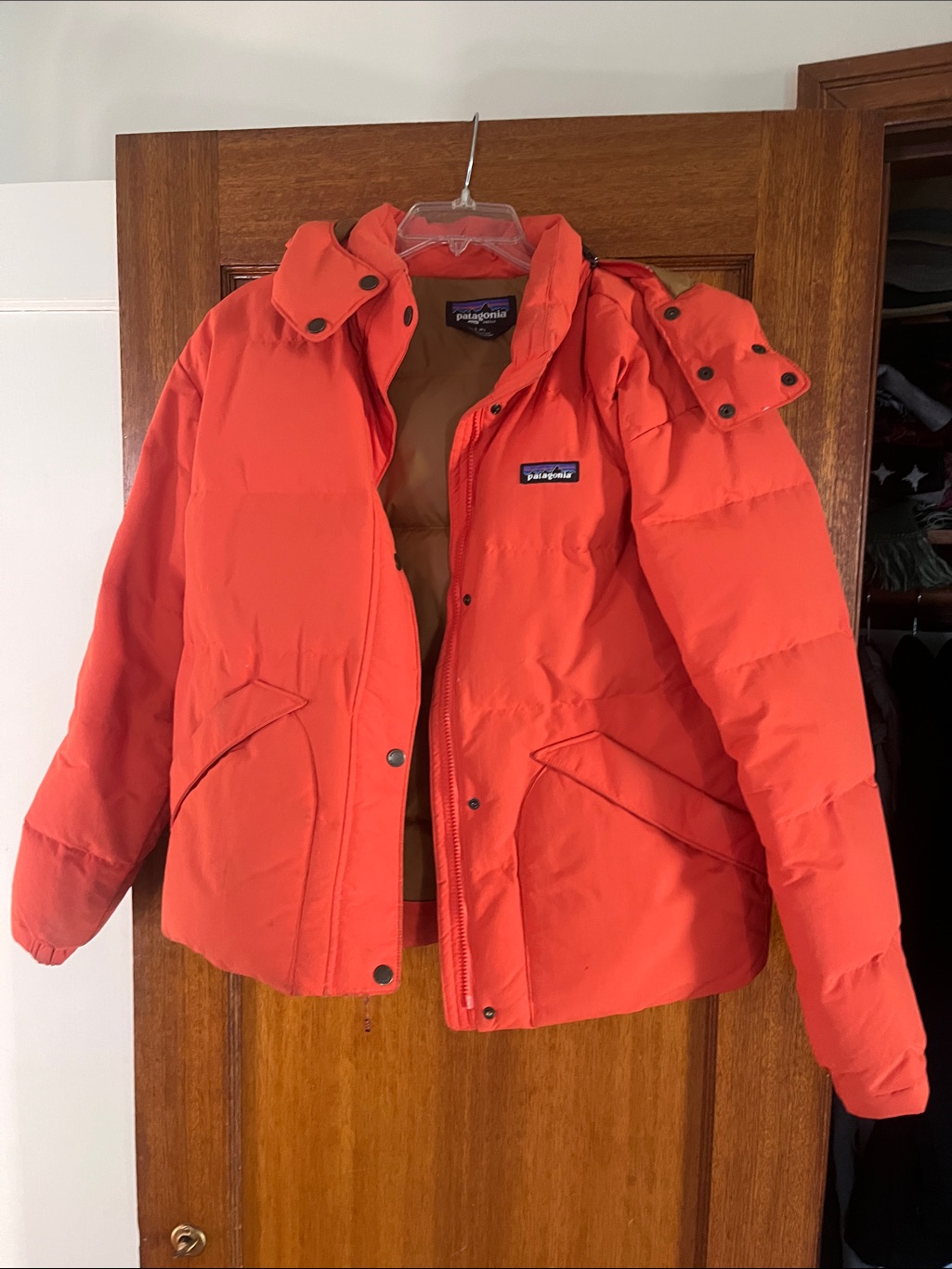Patagonia Orange Insulated Hooded Puffer Jacket
